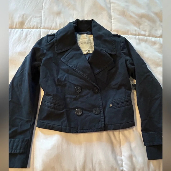NEW Ralph Lauren Denim & Supply Cotton Double Breasted Peacoat M Navy Cropped - Picture 1 of 8